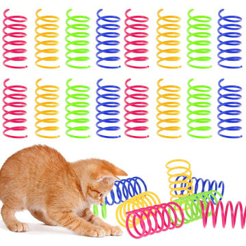 16 Pcs cat spring toy colorful coil durable plastic spiral interactive cat toy creative cat bouncing and training fun pet gift