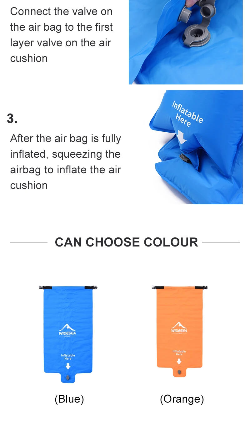 Description Picture 5 of itemWidesea Camping Inflatable Bag Ultralight Portable Folding Air Bag for Sleeping Pad Mattresses Outdoor Mat Hiking Trekking