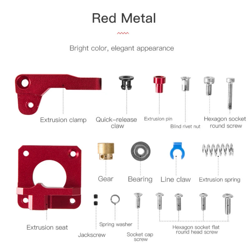 Description Picture 3 of itemCreality 3D Printer Parts Red Metal Extruder Kit Upgrade Aluminum Alloy for Ender3 Series /CR-10/CR-10S 3D Printers Original