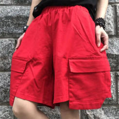 Summer Knee Length Cargo Shorts Women Loose Wide Leg Tooling Vintage Pockets Streetwear Loose Big Pockets Streetwear Hip Hop