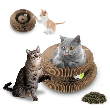 Toy with Ball Kitten Climbing Frame Round Corrugated Cat Scratching Toy Cat Scratch Organ Board Grinding Claw Magic