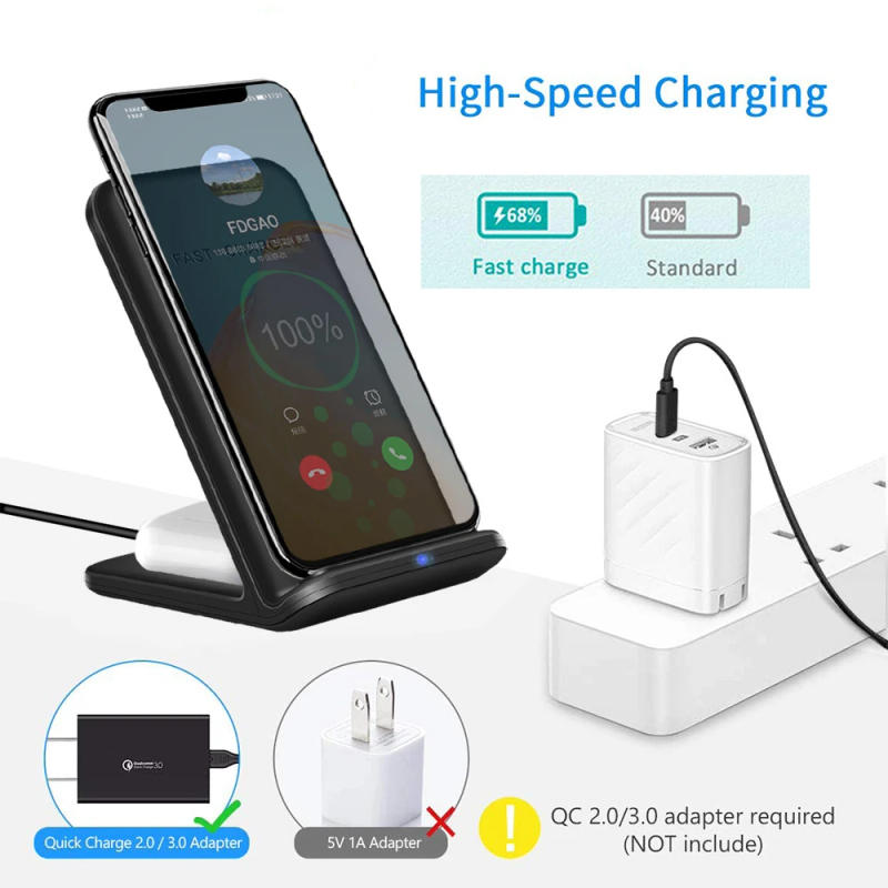 Description Picture 4 of itemDCAE 2 in 1 20W Fast Wireless Charger Stand Charging for Airpods Pro iPhone 14 13 12 11 XS XR X 8 Samsung S22 S21 Charge Station