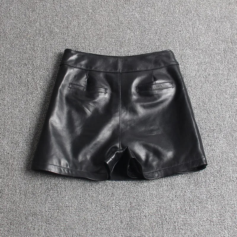 Description Picture 3 of itemFashion Women Asymmetric Shorts Skirts Top Quality Sheepskin Real Leather Shorts Casual Streetwear Ladies Slim Fit Shorts Skirts