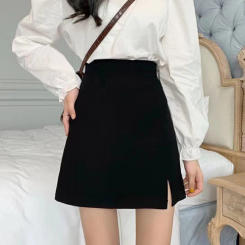 Sexy Slit Shorts Skirt for Women Office Ladies Suit Skirt Summer New Black Mini A-line Pants Skirt High Waist Wide Leg Shorts