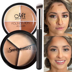 3 Colors Concealer Palette with Brush Cover Dark Circles Acne Spot Moisturizing Brighten Contour Concealer Cream Face Cosmetics