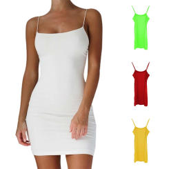 Solid Summer Slim Fit Strap Short Dress Off Shoulder Sexy Stretch Dress Summer Midi Dresses for Women