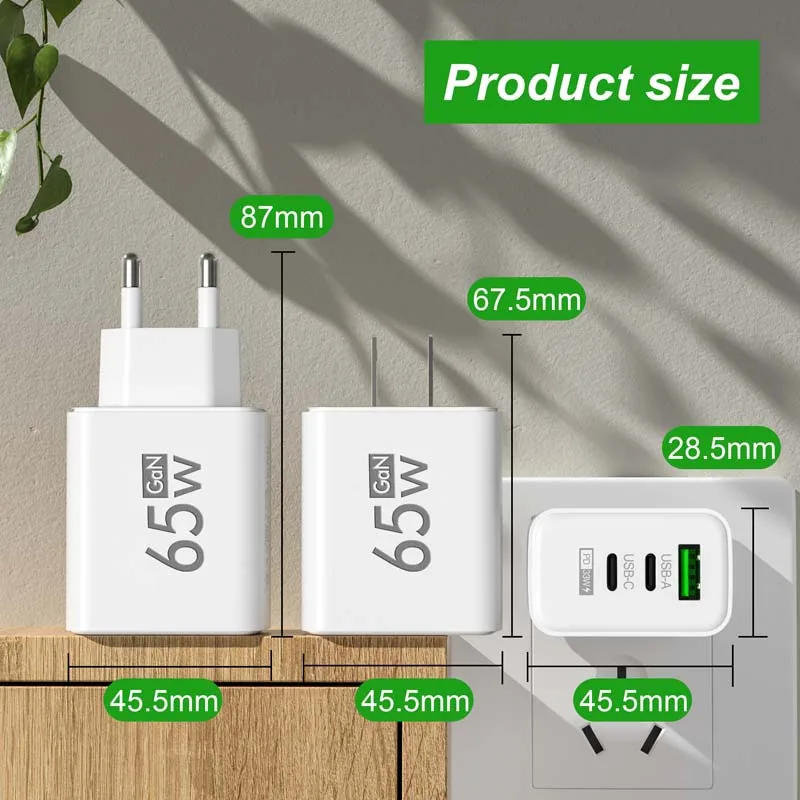 Description Picture 4 of item65W GaN Charger PD Type C USB Fast Charger Quick Charge 3.0 Phone Charger Adapter For iPhone 15 14 MacBook Samsung Xiaomi Huawei
