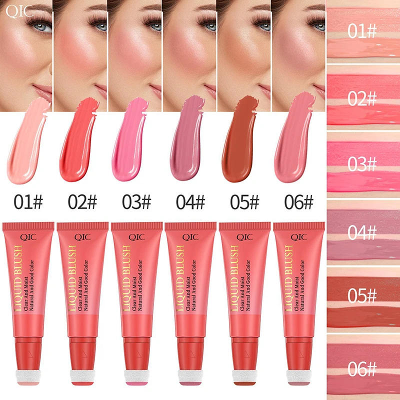 Description Picture 4 of item6 Colors Silky Liquid Blush Expansive Color Blusher Natural Pink Peach Blush Face Pigment Long Lasting Cheek Tint Cosmetics