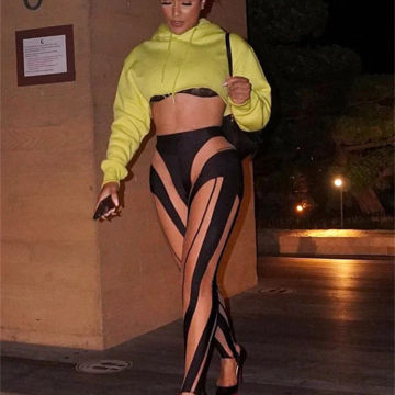 Casual Color Blocking Women Leggings High Waist Stretchy Skinny Striped Fitness Black Pants Color Match Streetwear Slim Clothing