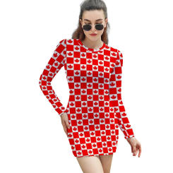 Red Dress Woman Canada Flag Street Style Bodycon Dress Autumn Long Sleeve Night Club Dresses Custom Big Size Vestido