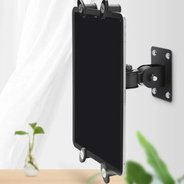 Wall Mount Tablet Stand Long Arm Multi Angle Adjustable Three Shaft Design Metal