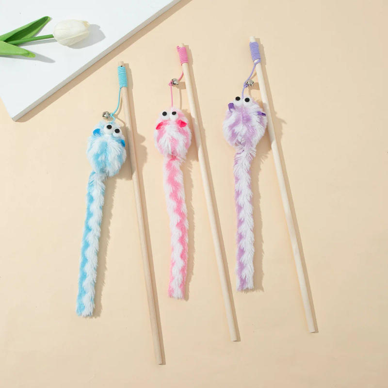 Description Picture 3 of itemCat Toy Plush Cat Teaser Wand with Bell Cat Interactive Toy Funny Simulated Mouse Rod Teaser Wand Pet Cat Supplies Cat Accessory
