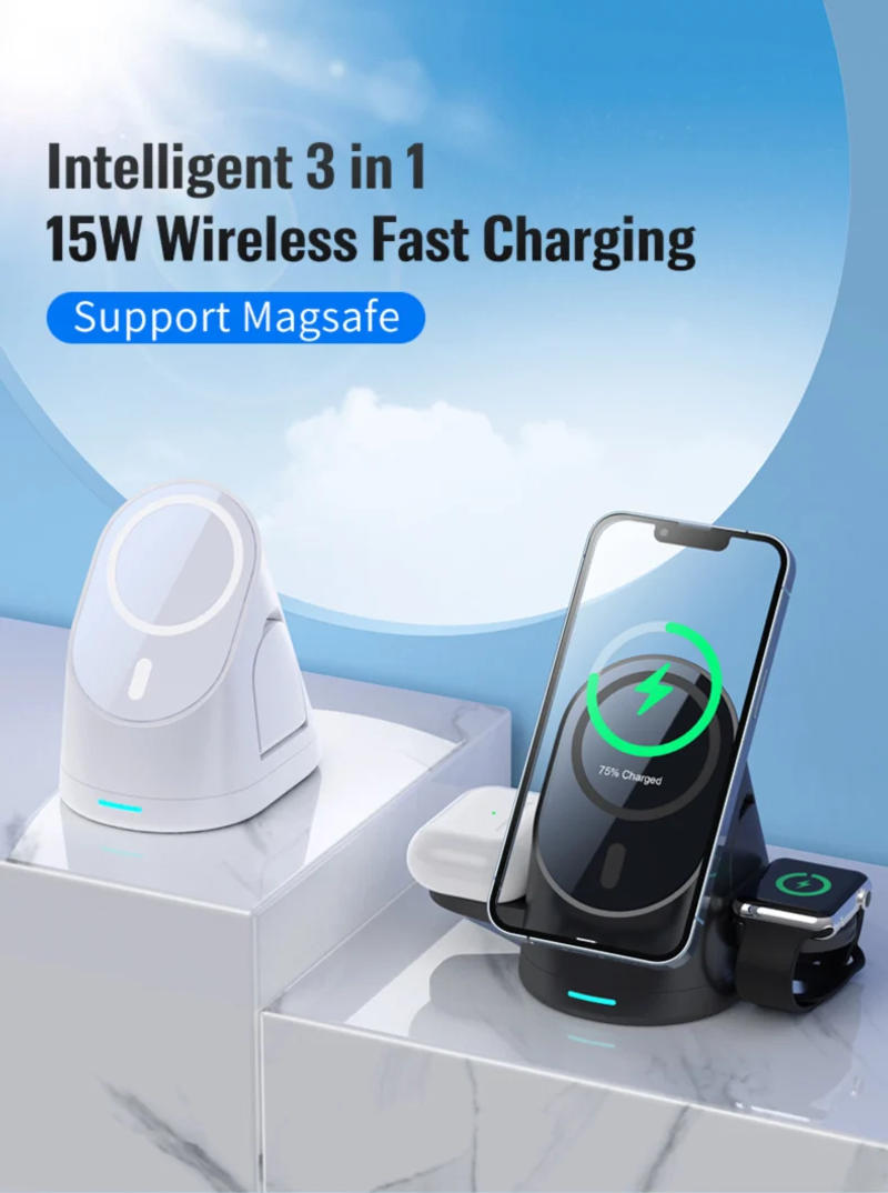 Description Picture 2 of item15W 3 in 1 Magnetic Wireless Chargers for iPhone 13 Pro Max Mini Charger for Apple Watch 7 6 SE 5 Airpods Pro 2 3 Charger Holder