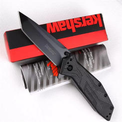 Kershaw Brawler 1990 Folding Pocket Knife Black Oxide Finished 8Cr13MoV Blade Glass-Filled Nylon Handle Everyday Carry Knives