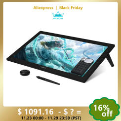 140% sRGB 23.8 Inch Graphics Tablet HUION Kamvas Pro 24 4K Screen Full-Laminated Drawing Monitor Mini Wireless Keyboard for Gift