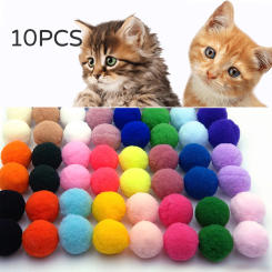 10pcs Candy Color Cat Dog Toy Plush Balls Kitten Toys Interactive Play Ball Kitten Soft Funny Assorted Pet Play Toys