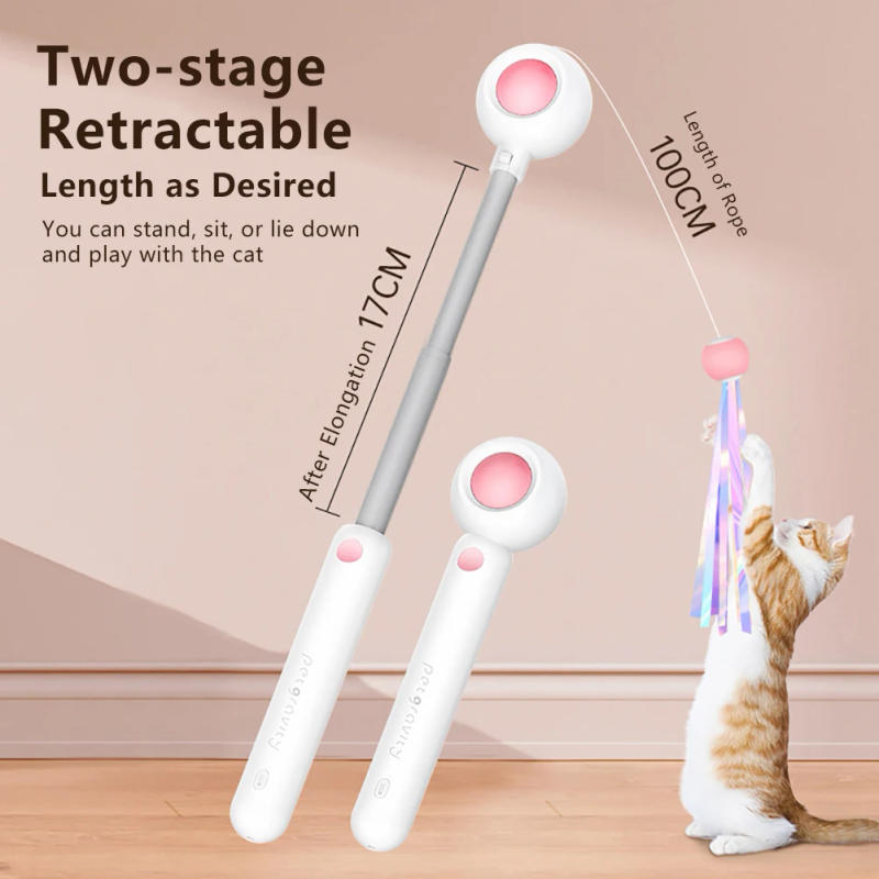 Description Picture 4 of itemCat Toys Cat Teaser Stick Freely Retractable and Replaceable Feather Toy Head Small and Flexible Cats Mint Pet Supplies