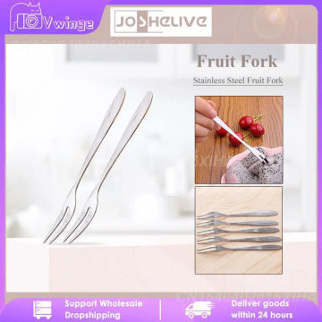 Stainless Steel Two-tine Flatware Fruit Fork Birthday Party Fruit Pick Fruit Fork Snack Dessert Fork Kitchen Accessorie