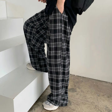 JMPRS Black Women Plaid Pants Casual Oversize Loose Wide Leg Trouser Retro Teens Harajuku Hip-hop All-match Streetwear S - 3XL