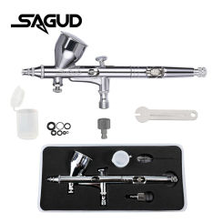 SAGUD Dual Action Gravity Airbrush Set with Wrench Connector and O-Ring Replacement Accessories Tools for Models Cake Painting
