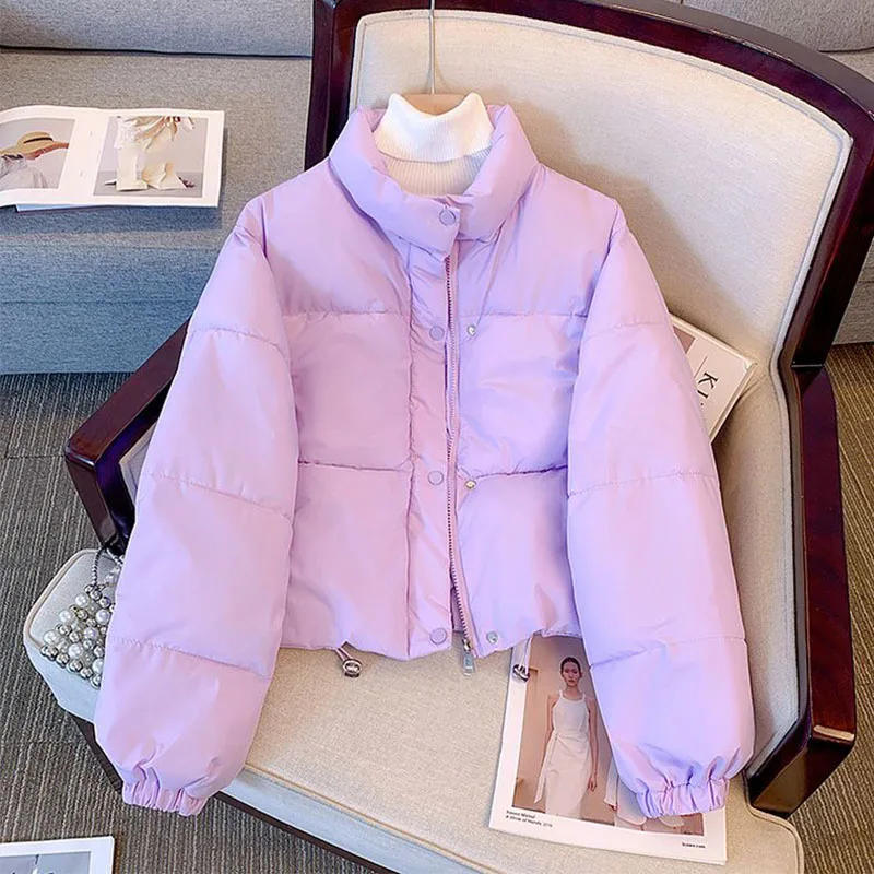 Description Picture 5 of itemXpqbb 2023 New Winter Short Down Cotton Jacket Women Thickened Warm Parka Outerwear Woman Solid Color Quilted Puffer Padded Coat