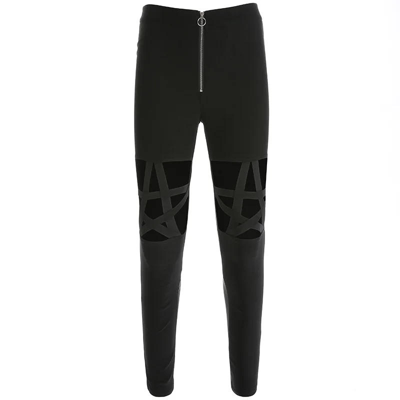 Description Picture 6 of itemJIEZuoFang Aesthetic Vintage Streetwear Pants Harajuku Mesh Crisscross High Waist Pants Female Solid Punk Black Women Trousers
