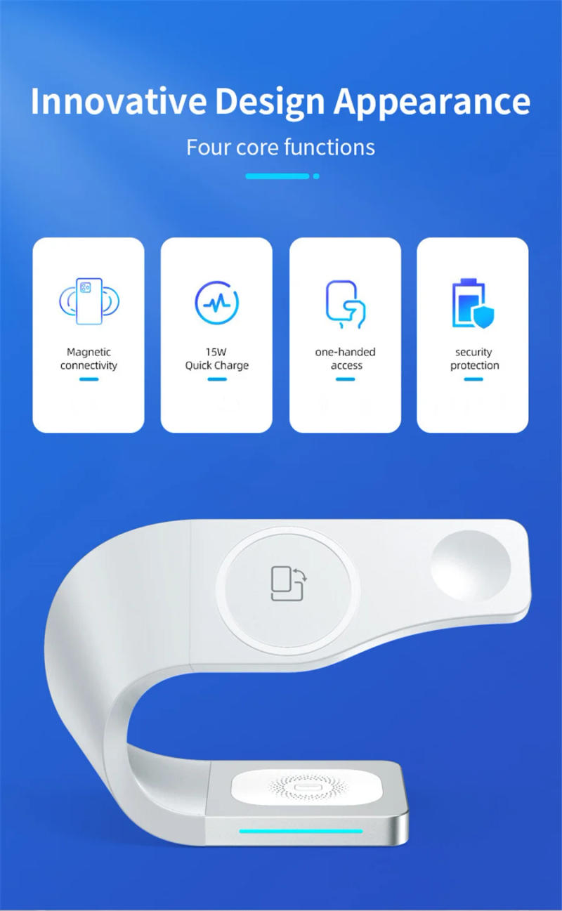 Description Picture 4 of item15W Magnetic Wireless Charger Stand For iPhone 14 13 12 Pro Max Fast Charging Dock Station For Apple Watch 8 7 6 iWatch AirPods