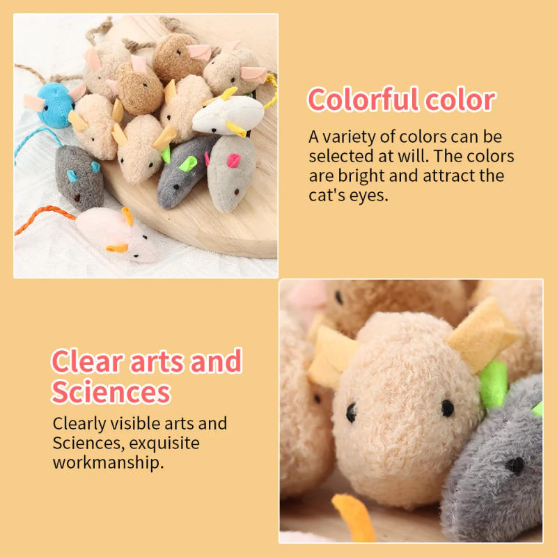 Description Picture 4 of item3Pcs/Lot Colorful Funny Cats Interactive Toy Plush False Mouse Pet Cat Toy Kitten Playing Pet Training Supplies Interactive Tool