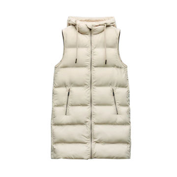 Woman's Water Repellent Wind Protection Puffer Vest Jacket Fall Winter High Collar Sleeveless Hooded Puffer Vest Warm Outerwear