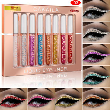 8Pcs/Box Color Matte Eyeliner Set Or Glitter Shine Eye Liner Kit Makeup Colorful Eyelid Cosmetics Liquid Eyeliner Colored Gel
