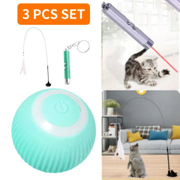 Smart Electric Cat Ball Toys Automatic Rolling Cat Toys for Cats Training Self-moving Kitten Toys for Indoor Interactive Playing