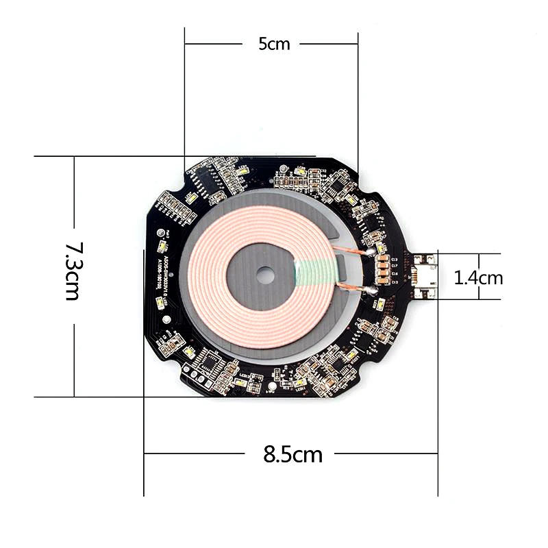 Description Picture 6 of itemWireless Charging DIY Qi Standard Transmitter Module Accessories Sensitive PCB Circuit Board Universal Stable Micro USB Port
