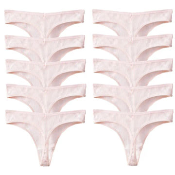 TrowBridge 10PCS/Set Women's Panties Cotton Striped Underwear Sexy Sports Thongs Lingerie Soft Comfortable G-Strings Hot T-Backs