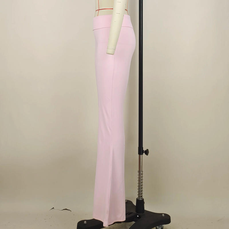 Description Picture 4 of itemWomen's Solid Woman Pants Slim Fitting High Waisted Streetwear Casual Flare Pants Women Clothes Full Length Capris Trousers