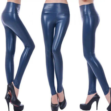 INDJXND Women Sexy Imitation leather Trousers Wine Red Push Up Leggings High Elastic Waist Thin Solid Colors Pants Dropshipping