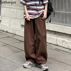 Casual Pants Women S-4XL Minimalist Loose All-match Basic Streetwear Fashion Pure Korean Style Daily Students Classic Trousers