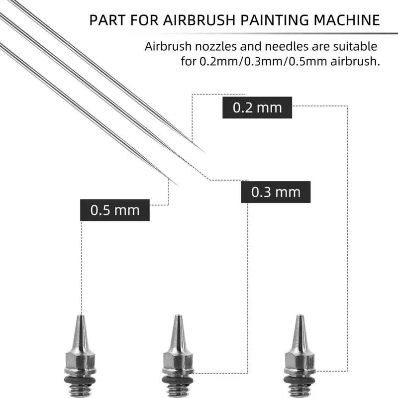 Description Picture 6 of itemAirbrush Nozzle Needle Replacement Needles Part Sprayer Tips Air Painting Cap Accessories Brushes 0. Machine Spray 2Mm Set 3Mm