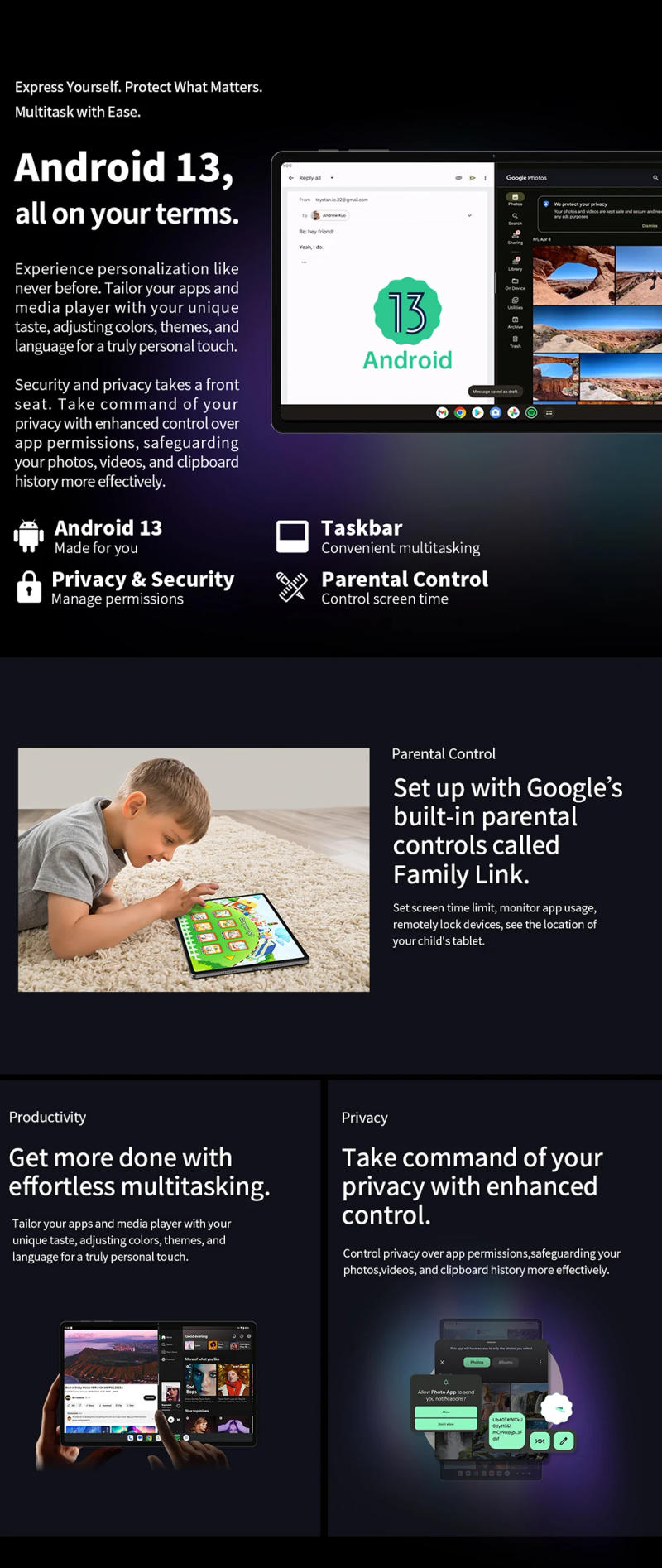 Description Picture 5 of item【World Premiere】Teclast T40HD Tablet 10.4'' 2K FHD+ Display 8+8GB RAM 128GB ROM UNISOC Octa Core Android 13 Widevine L1 4G VoLTE