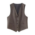 Willshela Women Fashion Plaid Single Breasted Vest Sleeveless Jackets Vintage V-Neck Waistcoats Female Chic Lady Tank Tops