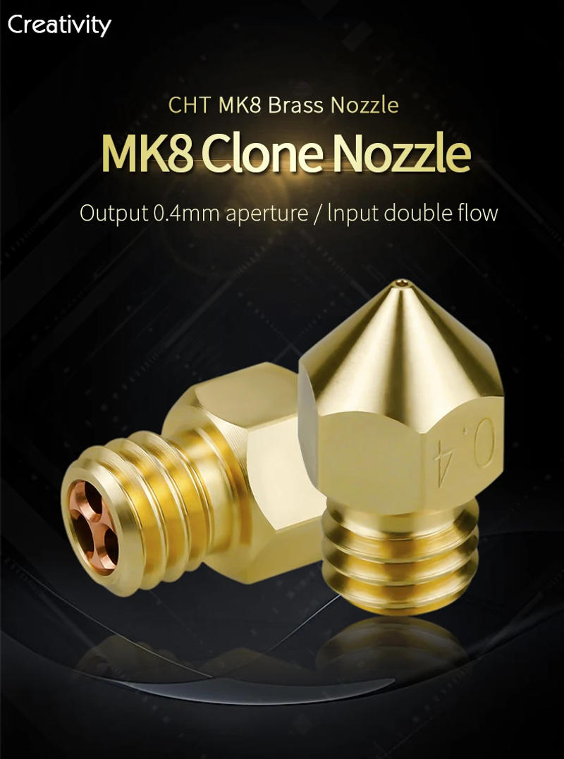 Description Picture 5 of itemHigh Quality V6 CHT Hardened Steel Nozzle High Flow 0.4/0.6/0.8mm V6 Nozzle For 1.75/3.0 MM Filament V5 V6 Hotend Nozzle