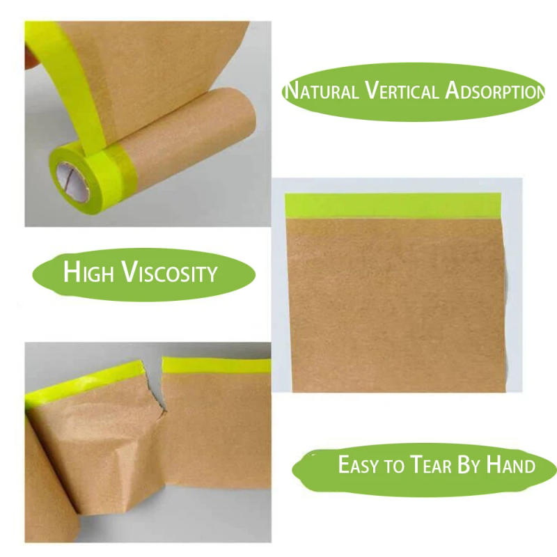 Description Picture 6 of item4pcs 15M Pre-Taped Masking Film Paper Painting Drop Film Painters Paper Roll, Assorted Paint Masking Paper for Car and Furniture