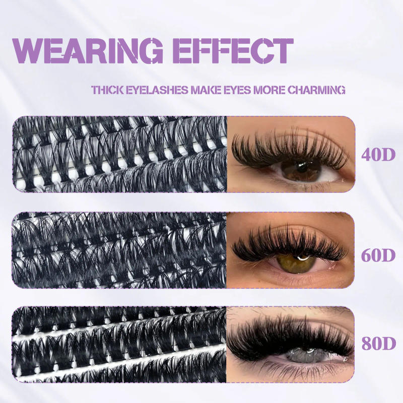 Description Picture 4 of item200 Clusters - 40D/60D/80D-D I Y Eyelashes, Fluffy and Thick 3D Eyelash Extensions, 9-16mm Mixed Length