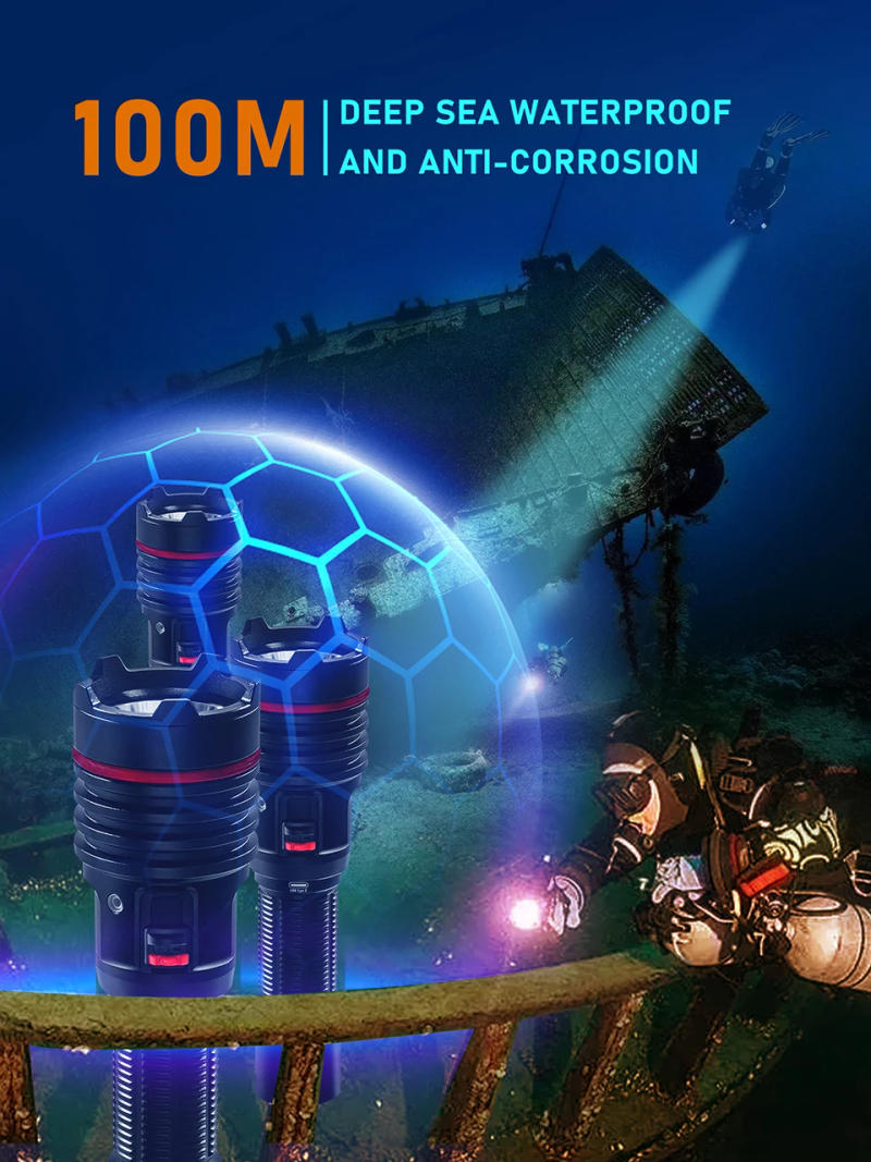 Description Picture 5 of itemLetonPower diving flashlight underwater light scuba diving flashlight, SM-16 underwater 100M, Type C rechargeable flashlight