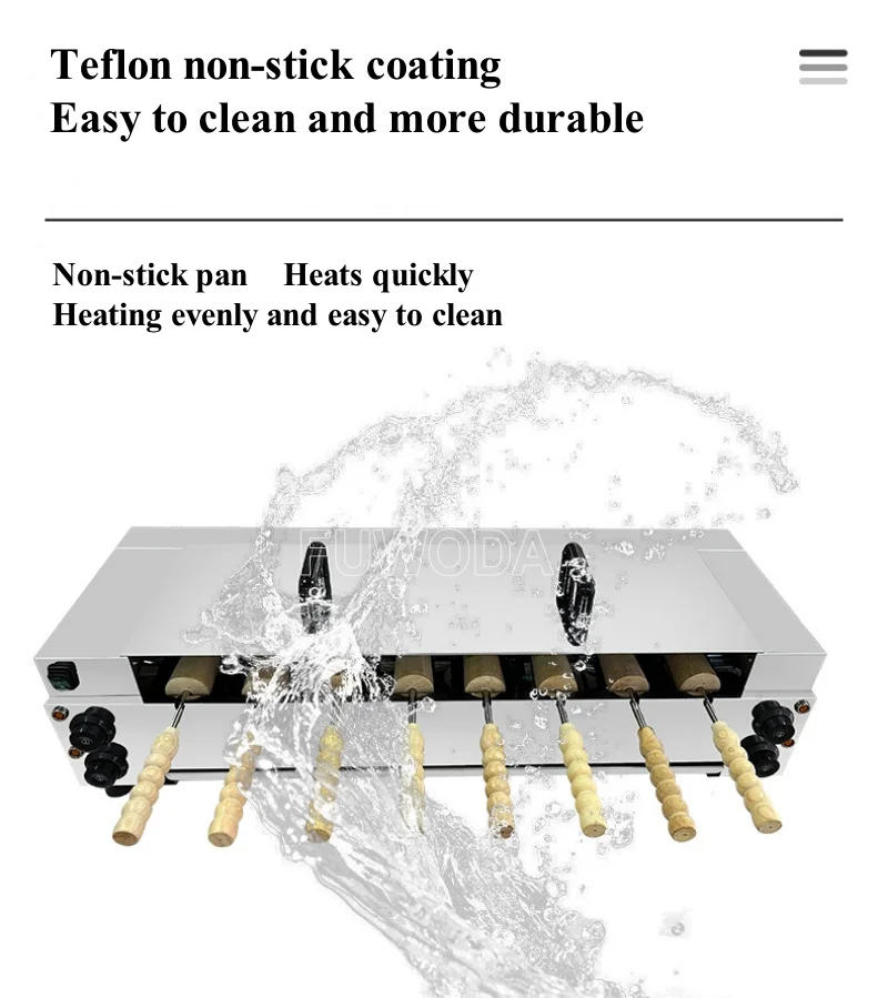 Description Picture 6 of itemCommercial 8pcs Chimney Cake 110V/220V/LPG Machine Ice Cream Cone Stainless Steel Bread Baking Equipment Chimney Bread