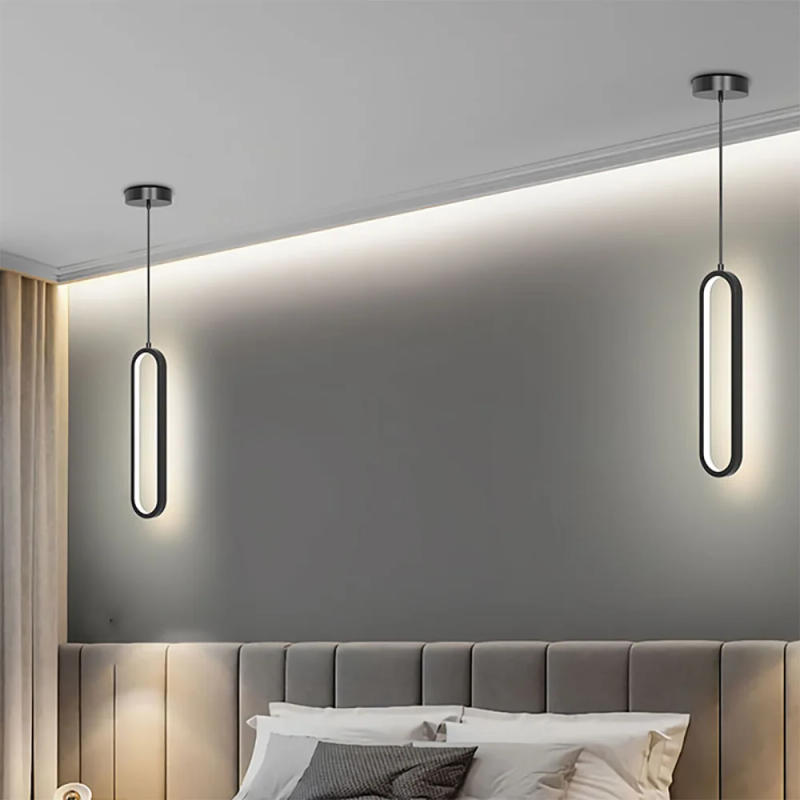 Description Picture 2 of itemModern Minimalist LED Pendant Light Chandelier For Bedroom Restaurant Living Room Gold Black Hanging Lamps Decoration Led Lustre