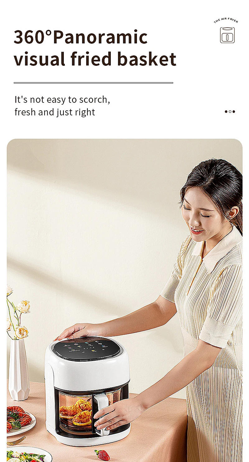 Description Picture 4 of itemSmart Electric Air Fryer Large Capacity Convection Oven Deep Fryer Without Oil Kitchen 360°Baking Viewable Window Home Appliance
