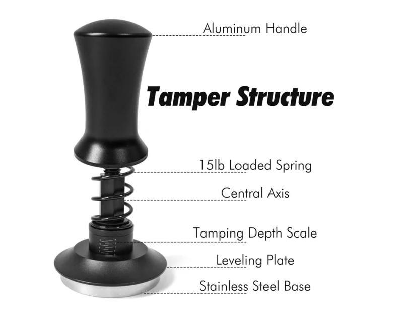 Description Picture 5 of itemCoffee Tampers 15lb Spring Loaded Coffee Tamper Ripple Base Aluminum Self Leveling Espresso Tamper Coffeeware 51mm 53mm 58mm