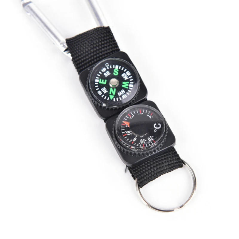 Description Picture 5 of itemNew High Quality Compass Climbing Mini Carabiner Keychain Compass Thermometer Hanger Key Ring Adventure Outdoor Survival Compass