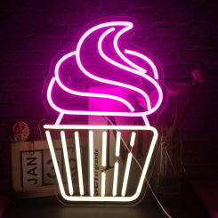 Neon Signs of Cupcakes, Pink Cake LED Neon Light Signs Wall, Cake Shop, Bakery, Birthday Bachelor Bedroom Bar Party Decoration