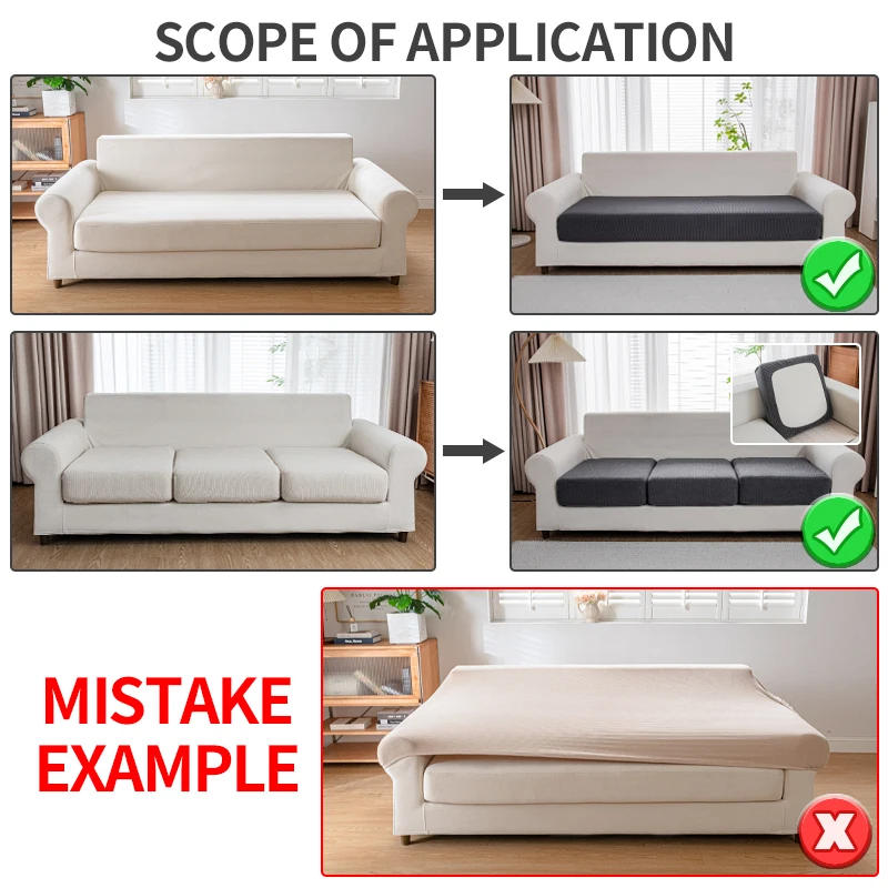 Description Picture 2 of itemOblique Grid Elastic Sofa Cover Jacquard Sofa Seat Cushion Covers Stretch Couch Cover for Living Room Sofa Slipcovers Washable